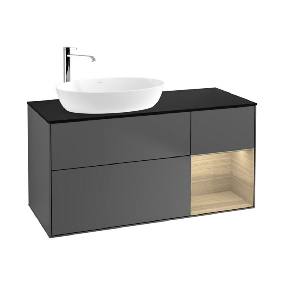 V&B Finion Meuble sous lavabo 120 cm, Pl bleu, étagère, Anthracite m