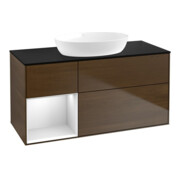 V&B Finion Meuble sous-lavabo 120 cm, Pl bleu m, Étagère bl. m Lac, noyer ven-1