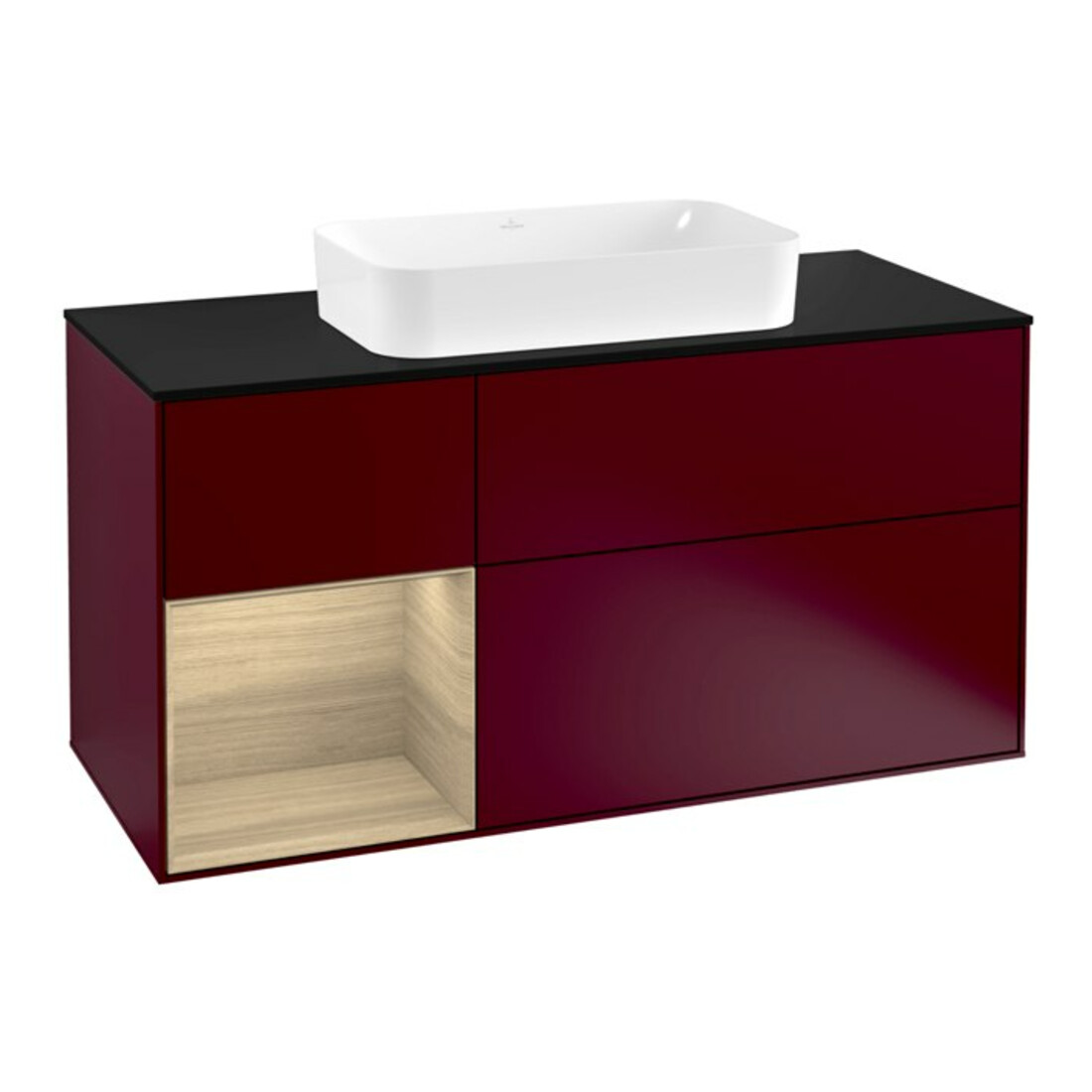 V&B Finion Meuble sous lavabo 120 cm, Pl bleu m, Étagère gauche Oa ven, Peo m