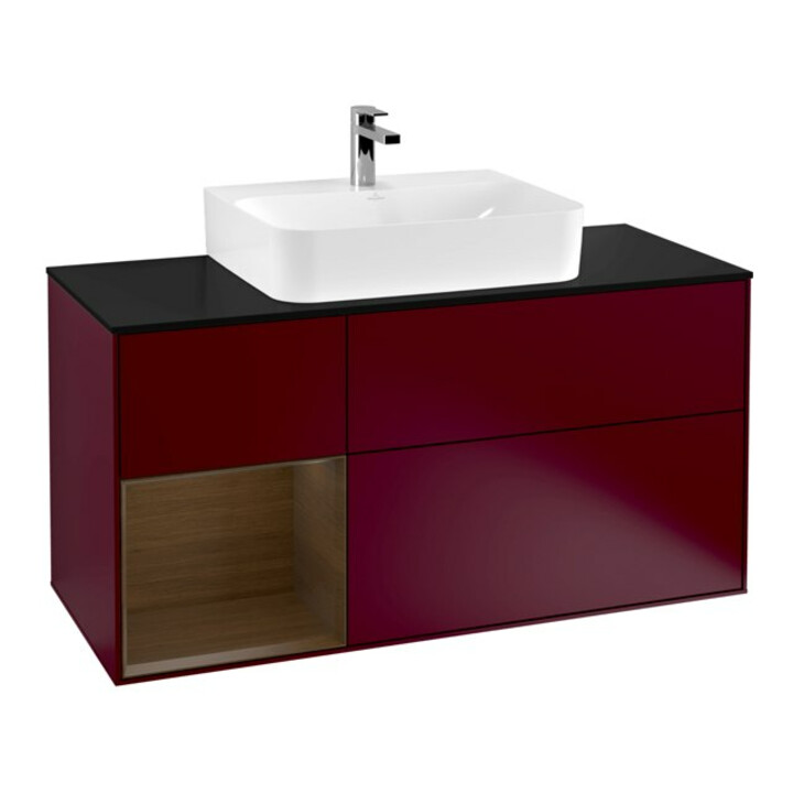 V&B Finion Meuble sous lavabo 120 cm, Pl bleu m, Étagère gauche, Peo m