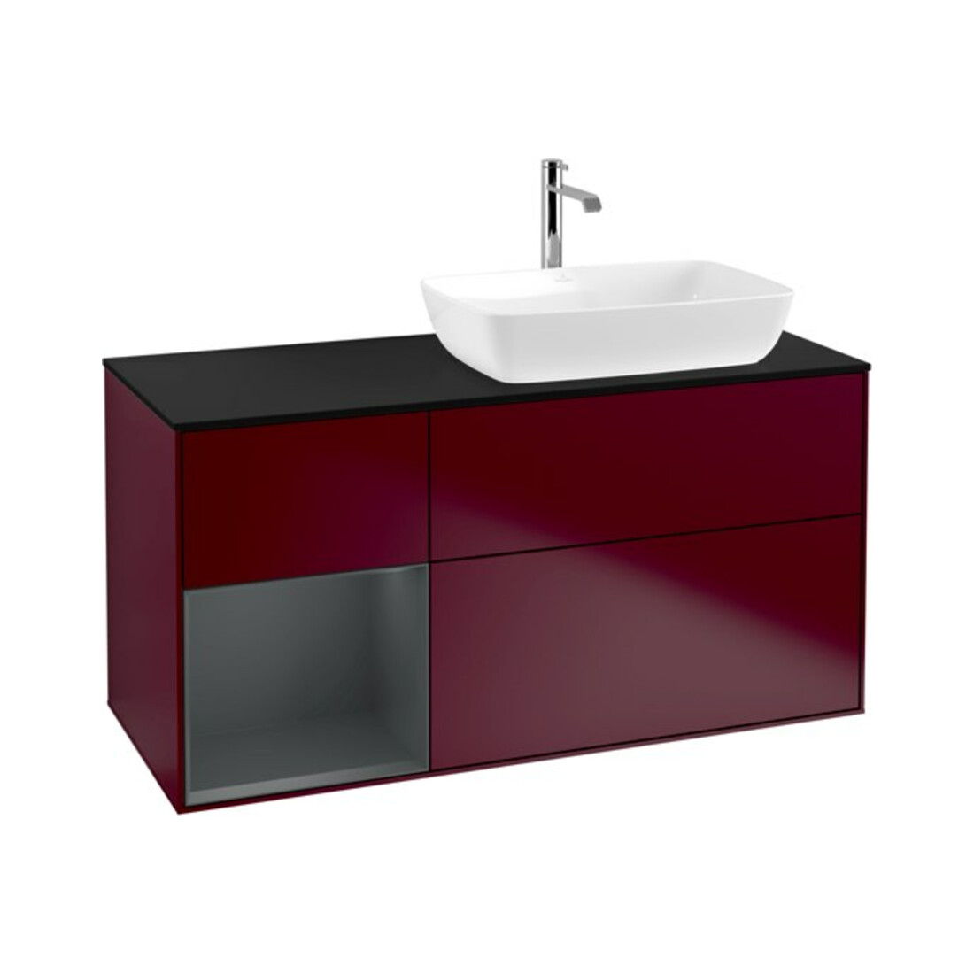 V&B Finion Meuble sous lavabo 120 cm, Pl bleu m, Étagère md m Lac, Peo m