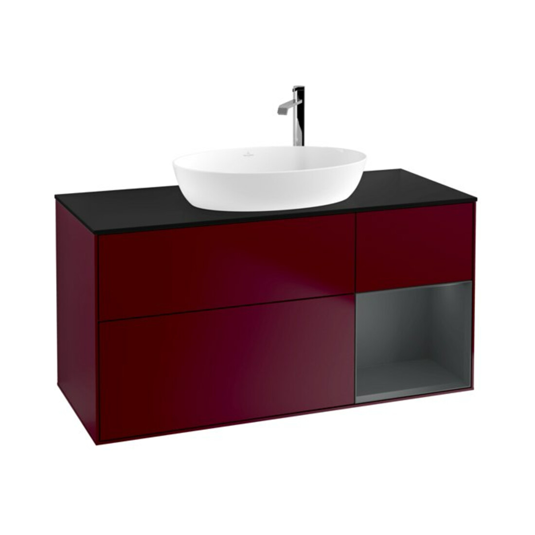 V&B Finion Meuble sous lavabo 120 cm, Pl bleu m, Étagère md m laquée, Peo m