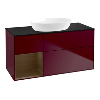 V&B Finion Meuble sous lavabo 120 cm, Pl bleu m, Reg noyer ven, Peo m