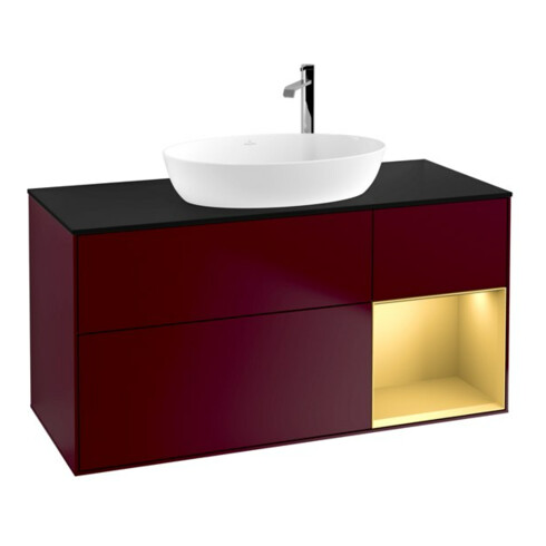 V&B Finion Meuble sous lavabo 120 cm, Pl bleu mat, Reg or mat laqué, Peo mat
