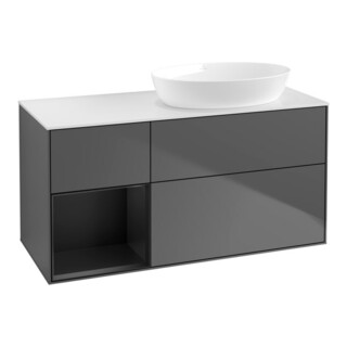 V&B Finion Meuble sous lavabo 120 cm, Pl w m, Étagère bleue m laquée, Anthracite m