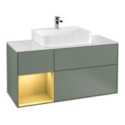 V&B Finion Meuble sous lavabo 120 cm, Pl w m, Étagère gauche gol m, Oli. m Lac