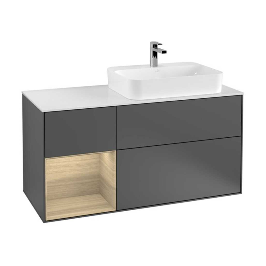 V&B Finion Meuble sous lavabo 120 cm, pl w m, rég gauche Oa ven, anthracite m