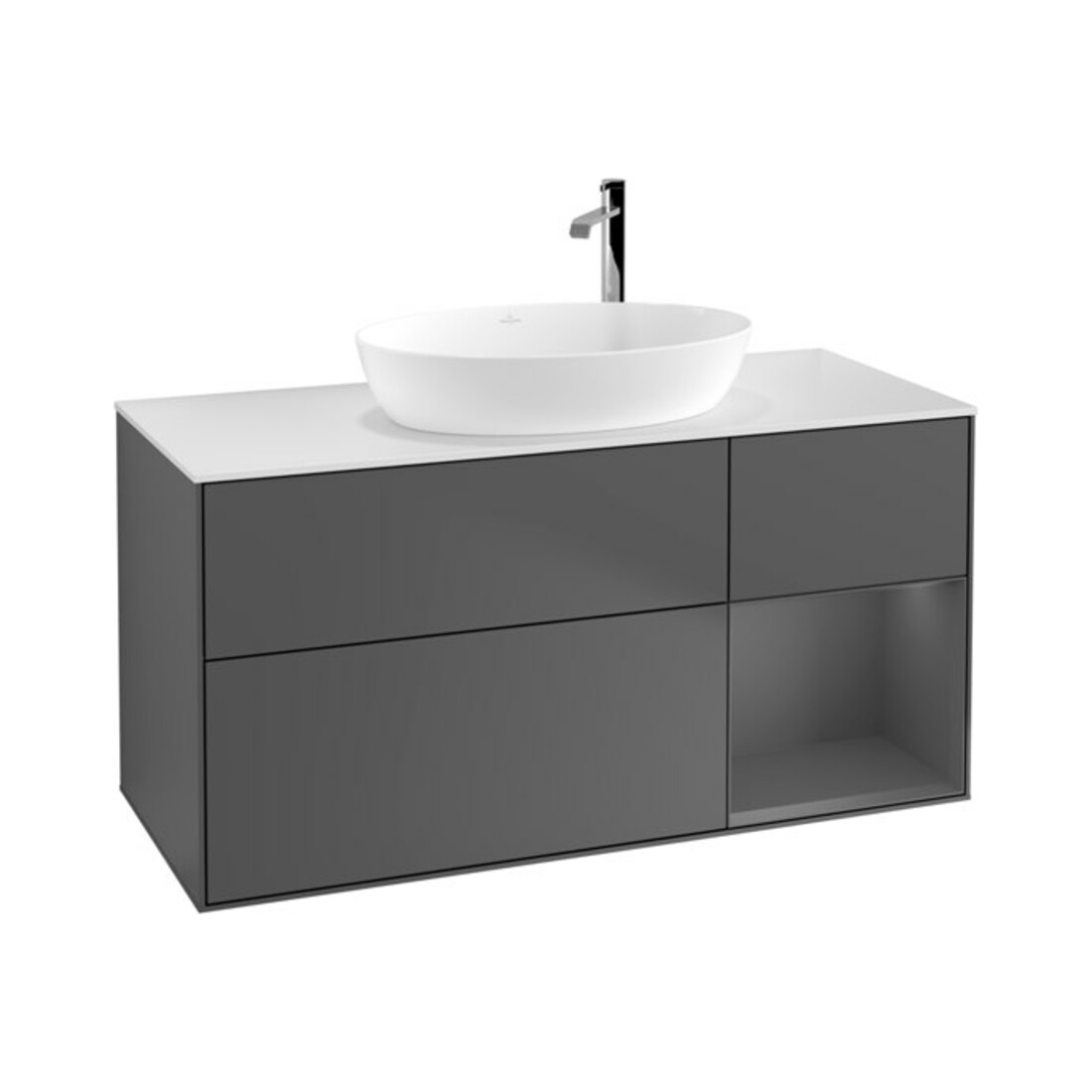 V&B Finion Meuble sous lavabo 120 cm, Pl w m, Rg A m Lac, Anthrac. m