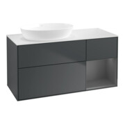 V&B Finion Meuble sous lavabo 120 cm, Pl w m, Rg A m Lac, éclairage mural, md bl. m Lac