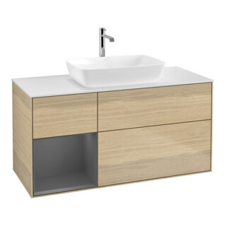 V&B Finion Meuble sous lavabo 120 cm, Pl w m, Rg anthracite laqué, Oa ven
