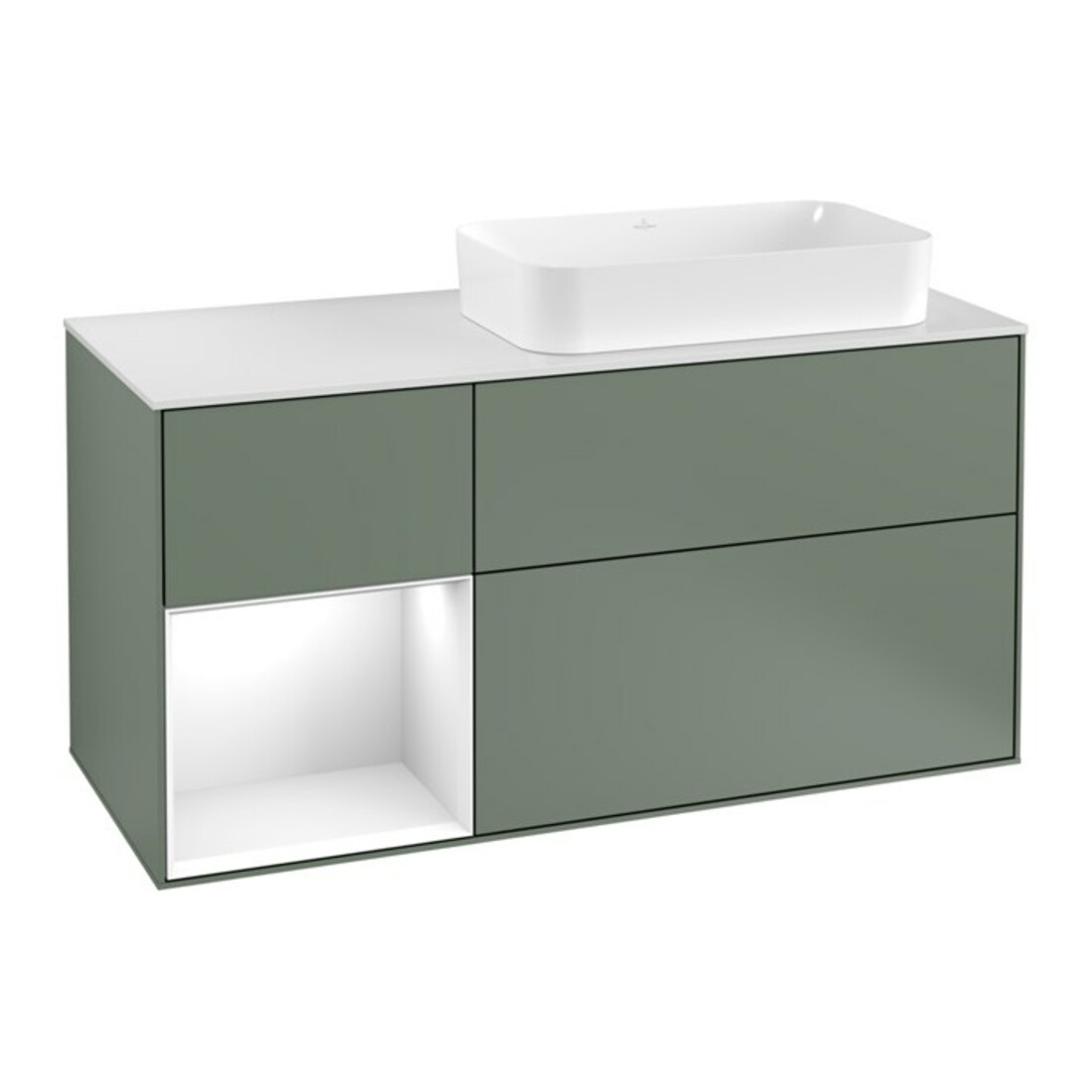 V&B Finion Meuble sous lavabo 120 cm, Pl w m, Rg l g w Lac, Oli. m Lac