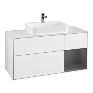 V&B Finion Meuble sous lavabo 120 cm, Pl w m, Rg r A m, éclairage mural blanc brillant