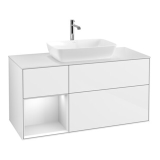 V&B Finion Meuble sous lavabo 120 cm, Pl w m, Rg wh. m Lac, glo wh. Lac