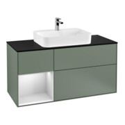 V&B Finion Meuble sous lavabo 120 cm, placage blanc mat, laqué blanc mat, huile mat lacqué