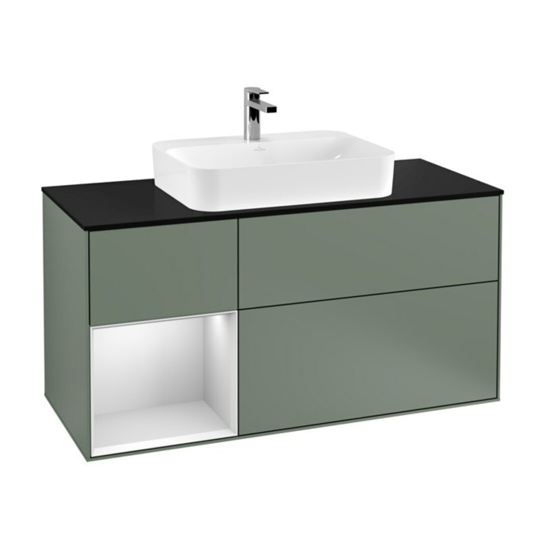 V&B Finion Meuble sous lavabo 120 cm, placage blanc mat, laqué blanc mat, huile mat lacqué