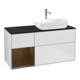 V&B Finion Meuble sous lavabo 120 cm, placage bleu, étagère noyer, blanc avec laqué-1