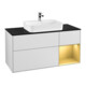 V&B Finion Meuble sous lavabo 120 cm, placage bleu, rangement réglable, blanc laqué-1