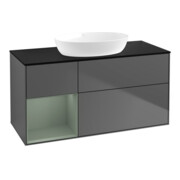 V&B Finion Meuble sous-lavabo 120 cm, Placage bois, Gris olive mat laqué, Anthracite m