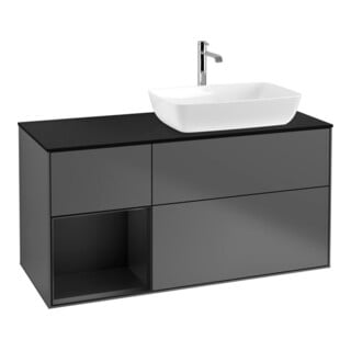 V&B Finion Meuble sous lavabo 120 cm, placage bois, laqué bleu, anthracite m