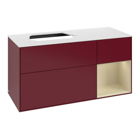 V&B Finion Meuble sous lavabo 120 cm, placage bois, laqué gris mat, poignée métal