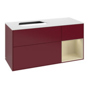 V&B Finion Meuble sous lavabo 120 cm, placage bois, laqué gris mat, poignée métal