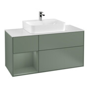 V&B Finion Meuble sous lavabo 120 cm, placage bois, laqué, olivier laqué