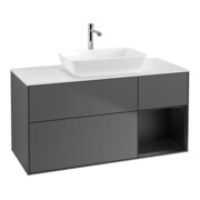 V&B Finion Meuble sous lavabo 120 cm, placage bois, laque réglisse, anthracite m