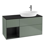 V&B Finion Meuble sous lavabo 120 cm, placage bois, laque réglisse, olivier laqué-1