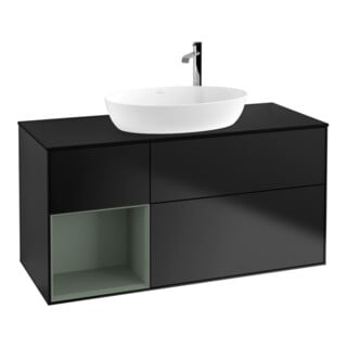 V&B Finion Meuble sous lavabo 120 cm, placage bois, laqué régulier, bleu laqué