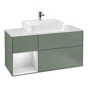 V&B Finion Meuble sous lavabo 120 cm, placage bois, laque rouge et huile, laque