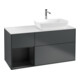 V&B Finion Meuble sous lavabo 120 cm, placage bois, laqué rouge mat, poignée bleue mat-1