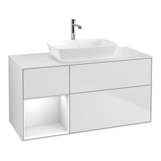 V&B Finion Meuble sous lavabo 120 cm, placage bois m, laque brillante blanc, blanc m laque