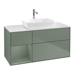 V&B Finion Meuble sous lavabo 120 cm, placage bois m. laque, olivier m. laque