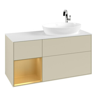 V&B Finion Meuble sous lavabo 120 cm, placage bois m, laque or m, laque gris m