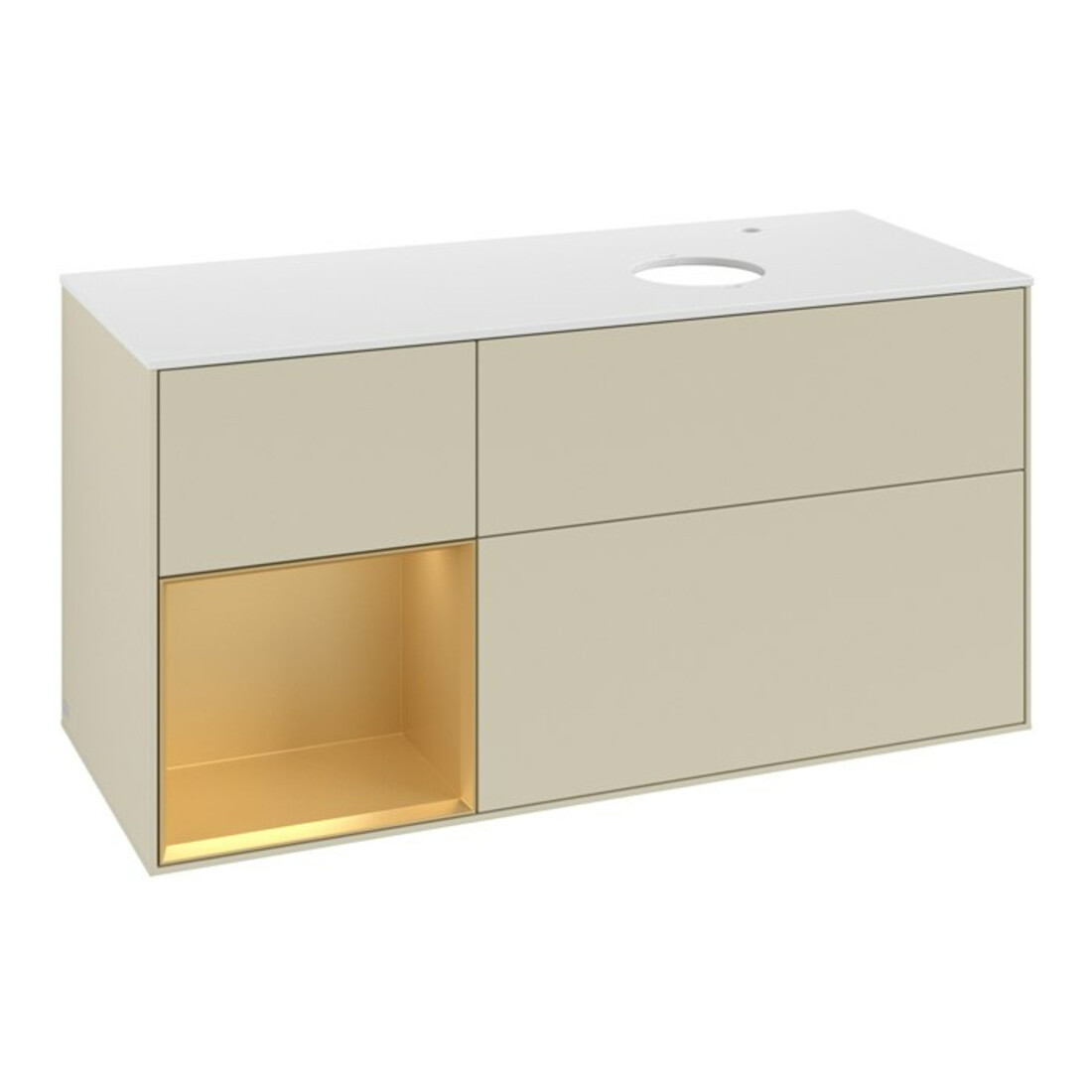 V&B Finion Meuble sous lavabo 120 cm, placage bois m, laque or m, laque gris m
