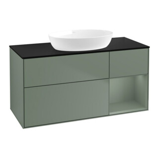 V&B Finion Meuble sous lavabo 120 cm, placage bois m, olivier mat laqué