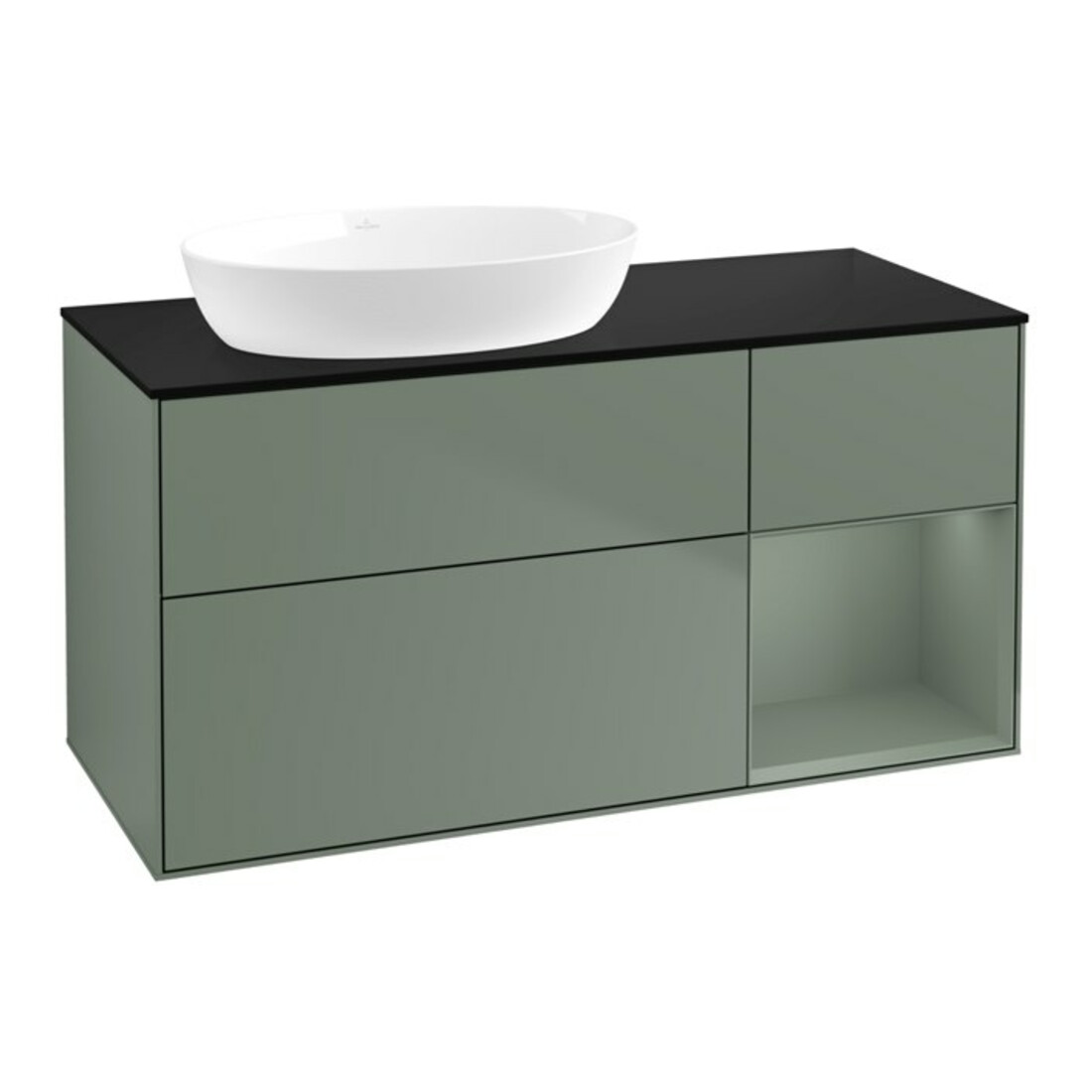 V&B Finion Meuble sous lavabo 120 cm, placage bois m. vernis, olivier m. vernis