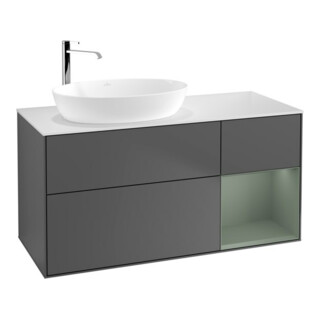 V&B Finion Meuble sous lavabo 120 cm, placage bois, olivier avec laque, anthracite
