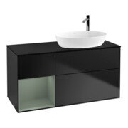 V&B Finion Meuble sous lavabo 120 cm, placage bois, rangement huile et laque, bleu laqué