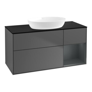 V&B Finion Meuble sous lavabo 120 cm, placage bois, rangement médium laqué, anthracite m