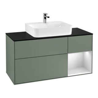 V&B Finion Meuble sous lavabo 120 cm, placage bois, rouge blanc mat laqué, huile mat laqué
