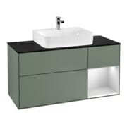 V&B Finion Meuble sous lavabo 120 cm, placage bois, rouge blanc mat laqué, huile mat laqué