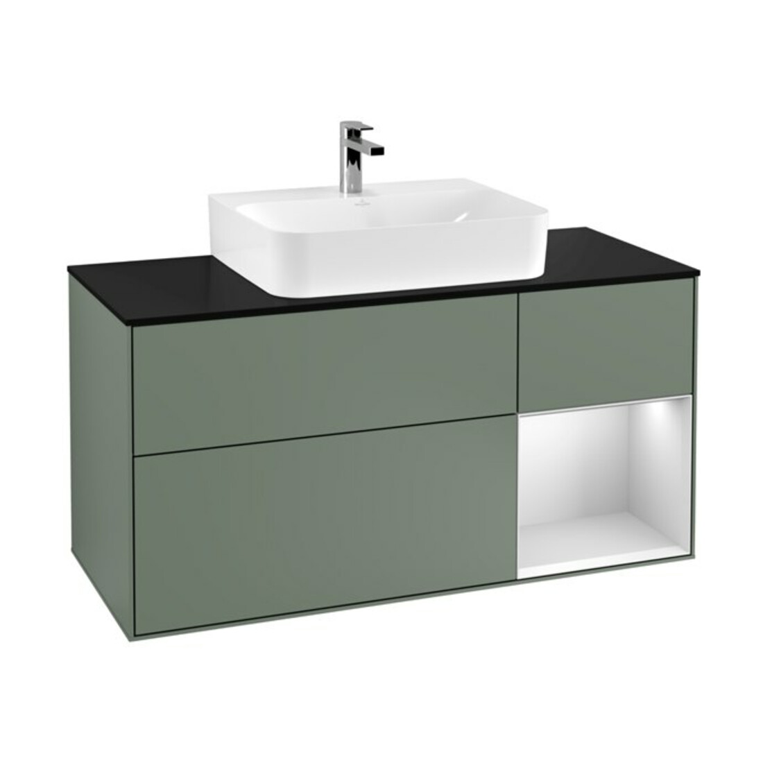 V&B Finion Meuble sous lavabo 120 cm, placage bois, rouge blanc mat laqué, huile mat laqué