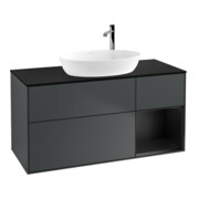 V&B Finion Meuble sous lavabo 120 cm, placage bois, rouge bois, mat brillant