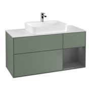 V&B Finion Meuble sous lavabo 120 cm, placage bois, rouge mat, olivier mat laqué