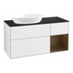 V&B Finion Meuble sous lavabo 120 cm, placage noyer, laqué blanc brillant, éclairage mural-1