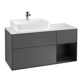 V&B Finion Meuble sous lavabo 120cm, éclairage mural, anthracite mat