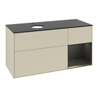 V&B Finion Meuble sous lavabo 120cm, Pl blanc mat, Arrière bleu mat Lac, côtés gris mat Lac