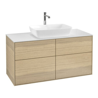 V&B Finion Meuble sous lavabo 120x60,3 cm, pl. abd. blanc, placage chêne