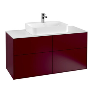 V&B Finion Meuble sous lavabo 120x60,3cm, éclairage mural, plaque abd. blanc, Peony mat